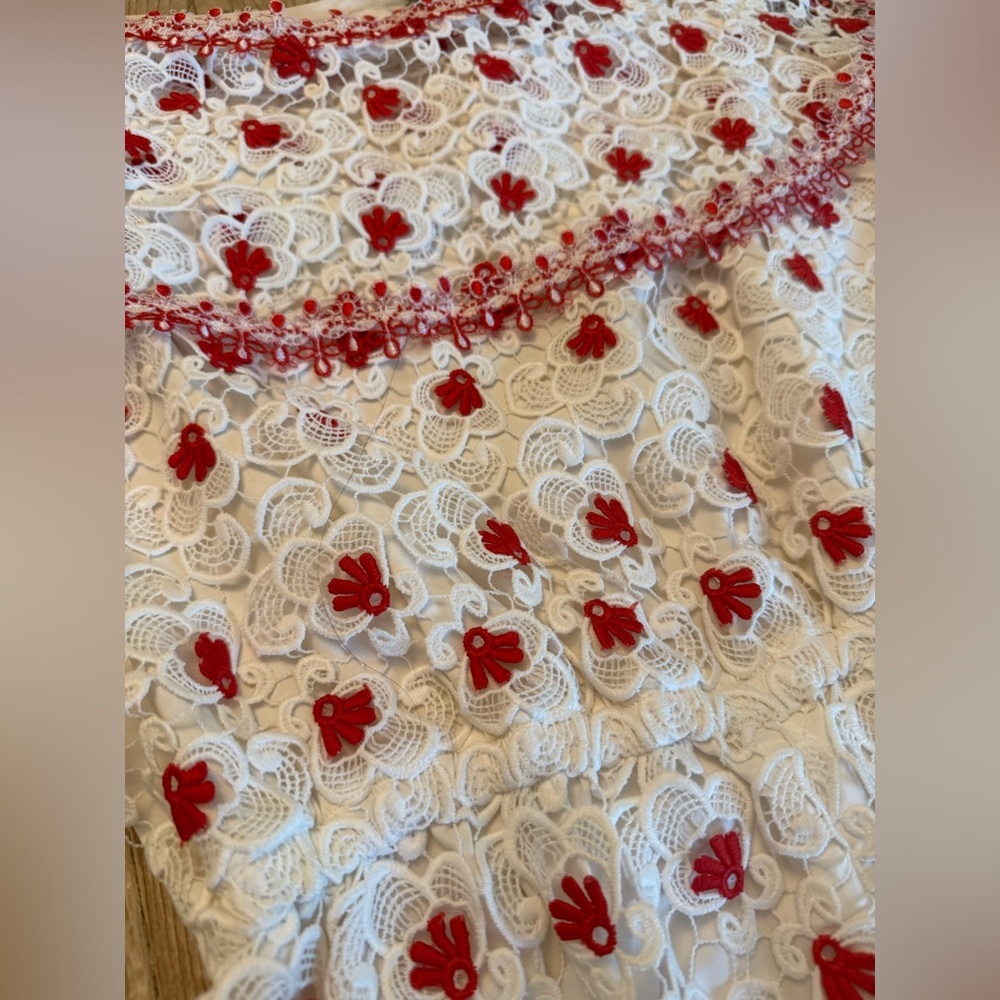 Alexis White Romper with Red Floral Embroidery L - Picture 4 of 10